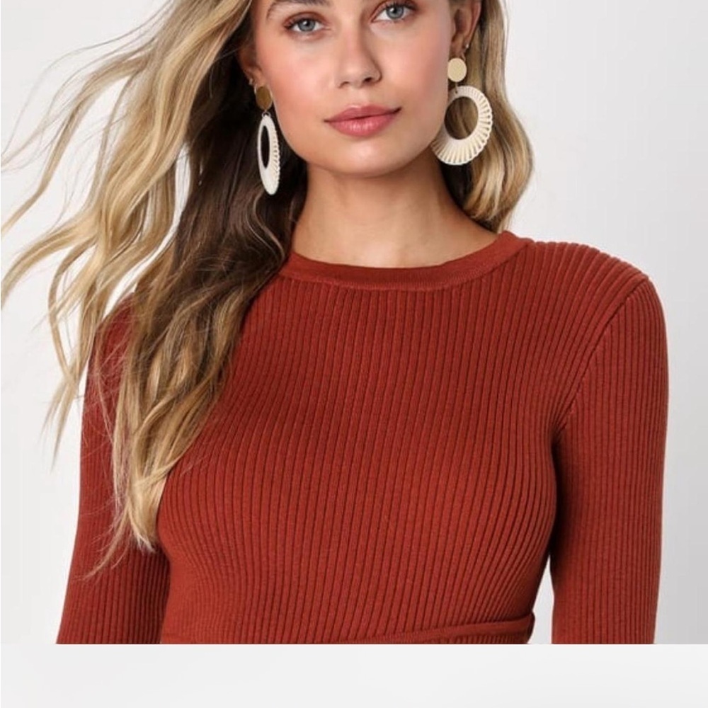 NEW Lulus Ribbed Sweater MIDI Dress - Picture 2 of 4